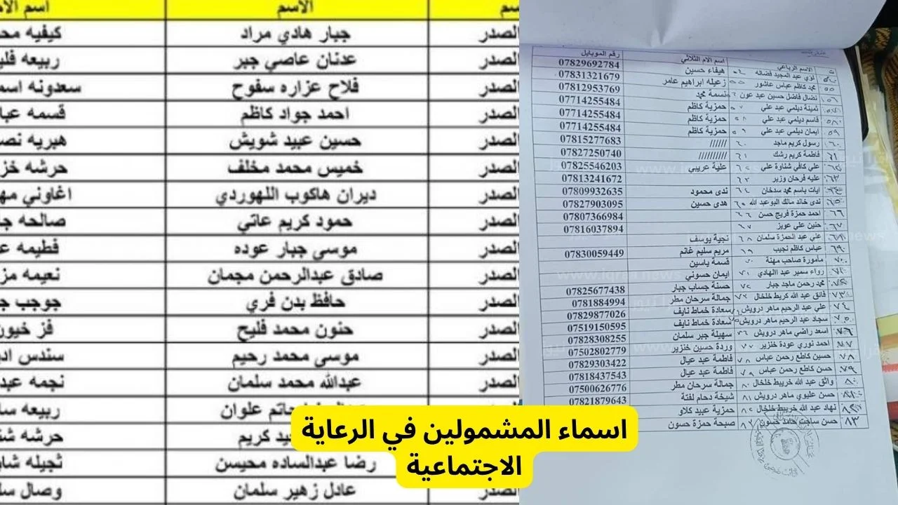 أسماء المشمولين في الرعاية الاجتماعية العراق